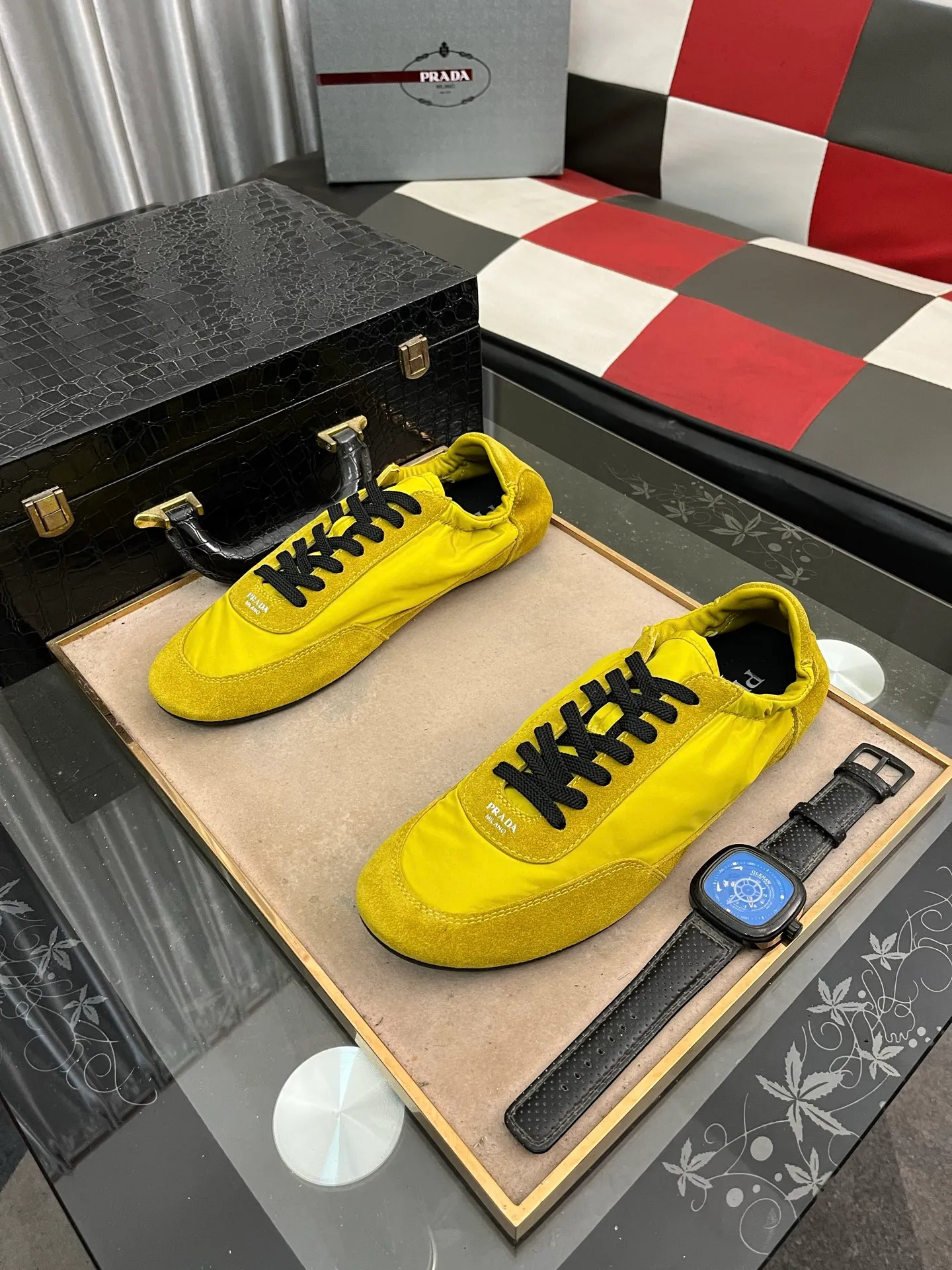 Men's shoes 💰500⌚️⌚️【PRADA】Prada - high-end quality original order 🔍🔍🔍 casual sports shoes - Upper: 🔝Nappa calfskin, brand high mercerized canvas, shoe body brand metal fasteners, tongue silk screen brand logo - Lining: water-dyed cowhide - Outsole: ultra-light TPU foam; molded outsole -Ultra-high quality control and fine workmanship: outstanding (high-end, extravagance, class) -Size: 38-446️⃣colors available